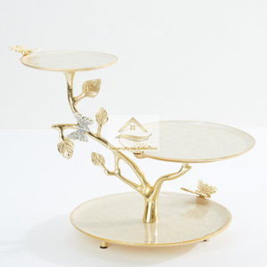 Modern Dinnerware Dessert Serving Stand Wooden Frame 2 Tier Storage and Shelving <b>Unit</b> Storage Holder and Racks <b>Metal</b> Cast Holder - Product Image 5