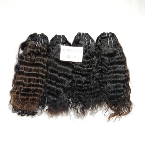 Extensiones de cabello natural alineado con cutícula virgen India Extensiones de cabello humano químico de templo recto y súper ondulado profundo Suelto - Product Image 3