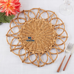 Napperons en rotin bohème écologiques Vente en gros Tapis de table ronds faits à la main pour les maisons de style simple et scandinave - Product Image 1