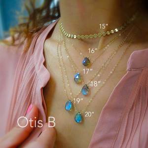 Collier de pierres précieuses en labradorite naturelle Bijoux pendentifs en couches remplis d'or 14K en argent sterling délicat - Product Image 6