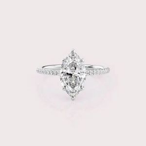 แหวนหมั้นเพชรทรงรีเพาะเลี้ยงในห้องปฏิบัติการ ได้รับการรับรองจาก IGI พร้อมวงแหวนประดับเพชรแบบ Pave ในทอง 14K สีเหลือง/ขาว/โรสโกลด์ - Product Image 5