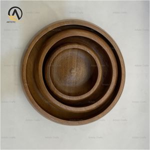 Bols de service à salade en bois Ensemble de bols de service à salade de fruits en bois naturel - Product Image 2