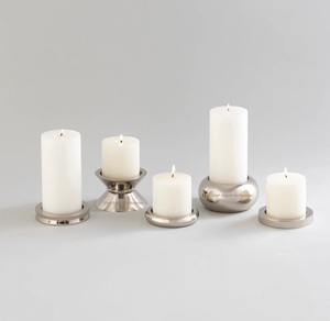Bougeoir en métal de style américain fini argent pour mariage et maison Décoration de table Bougeoir rond - Product Image 5