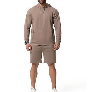 Nueva llegada ajustable de dos piezas Hombres Sudadera con capucha y pantalones cortos Conjuntos en contraste de color de primera calidad con material suave Hombres Pantalones cortos conjuntos - Product Image 3