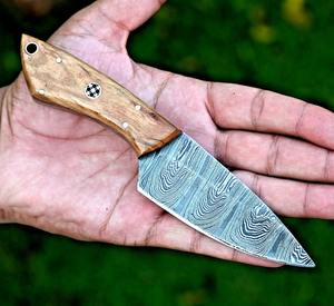 Couteau de chasse à dépecer en acier damas forgé à la main personnalisé avec gaine en cuir couteau de camping à lame fixe de support OEM - Product Image 3