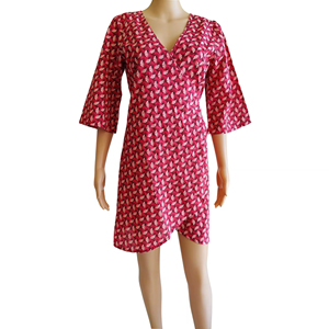 Vestido Casual de Verano para Mujer, Personalizado, Tejido 100% Algodón, Manga Acampanada, Estampado, Corte en A, Ajuste Regular, Cintura Natural, Estilo Dulce y Lindo, Largo hasta la Rodilla - Product Image 1
