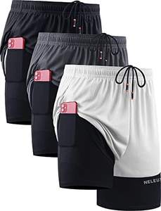 PANTALONS COURTS PAS CHER de haute qualité pour hommes Sports NELEUS Short de course 2 en 1 pour hommes avec poches de doublure - Product Image 5