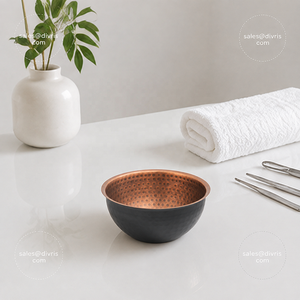 Bol à manucure artisanal en cuivre noir, forme ronde, pour les fournitures d'art des ongles, usage domestique ou en salon - Product Image 6