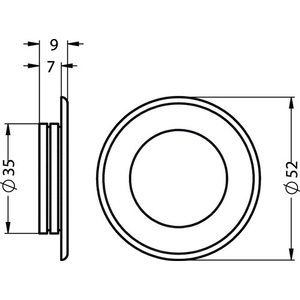 Hermeta <b>Black</b> Powder-Coated Aluminum Round Furniture Handle 35mm Inset Diameter - Product Image 3