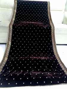 WS INTERNATIONAL Fully Embroidered Pakistani Shawl <b>Net</b> <b>Dupatta</b> Beautiful Velvet Velour Beautiful Colors for Muslim Polyester - Product Image 6