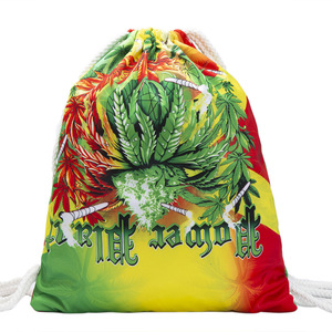 New Title 3D <b>Cartoon</b> Printed Drawstring <b>Backpack</b> Cotton Knit Bag Wholesale European Style - Product Image 1