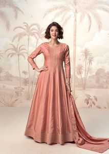 Silk <b>Designer</b> Gown With Dupatta Collection Full <b>Catalog</b> available at wholesale rate, Premium silk gown collection. - Product Image 4