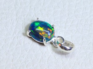Ethiopian <b>Black</b> Opal 925 Sterling Silver Pendent Oval Shape for Smooth <b>Polished</b> <b>Black</b> Opal Cabochon - Product Image 4