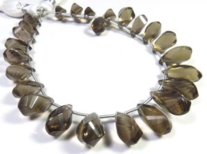 ลูกปัดพลอยควอทซ์สีน้ำตาลควันธรรมชาติ8เส้นบิดเป็นก้อนขนาด11-16มม. ลูกปัด Briolette แฟนซี25ชิ้น - Product Image 3