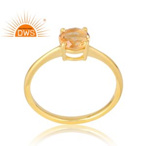 Anillo de piedras preciosas de citrino Natural chapado en oro de 18 quilates de Plata de Ley 925, joyería fina Demi para mujer, regalo para ella - Product Image 1