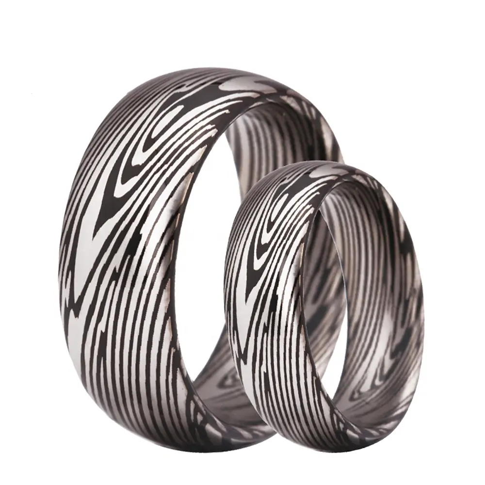 New Style Top Selling High Quality Damascus Steel Ring Full Customized Logo And Design Damascus Steel Ring