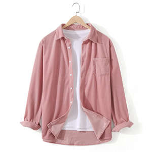 2025เสื้อเบลาส์ผ้าลูกฟูกสำหรับผู้ชาย, เสื้อสีพื้นระบายอากาศลำลองทรงหลวมสำหรับฤดูใบไม้ร่วง - Product Image 2