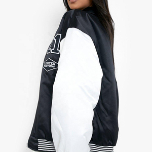 DIY Patch Varsity Style Women Leather <b>Sleeve</b> Varsity <b>Jacket</b> Women Drop Shoulder Neutral Varsity Bomber <b>Jacket</b> Haus Industries - Product Image 4