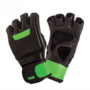 Gants d'entraînement MMA en cuir à demi-doigts avec fermeture Velcro au poignet pour arts martiaux, usage unisexe adulte - Product Image 2