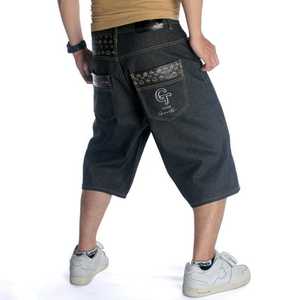 Short en jean d'été à la mode pour hommes avec décoration brodée conception de cordon de serrage élastique de taille moyenne pour une tenue décontractée quotidienne - Product Image 3