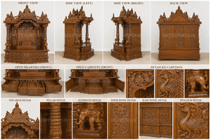 Best Quality Teak Wooden Handcrafted Durable Carved Home <b>Mandir</b> Customize South Indian Style Foldable Temple Storage India USA - Product Image 6