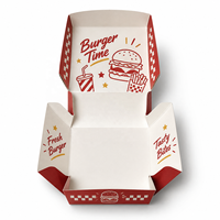 Boîte à hamburger personnalisée imprimée en papier ondulé pour l'emballage des hamburgers à emporter, pour les restaurants de restauration rapide