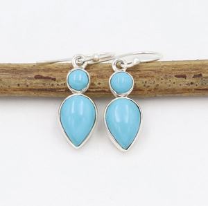 High Quality 925 Sterling Silver Handmade <b>Drop</b> <b>Earrings</b> with Turquoise Gemstone <b>Fashion</b> Jewelry - Product Image 1