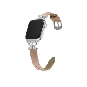女性と女の子に適したスマートウォッチ用の小さなウエストレザーバンドApple Watch用のスリムウォッチストラップs 5 6 7 8 se luxury