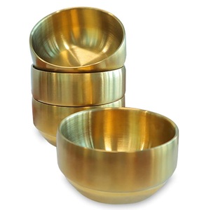 Vendedor caliente Cuencos para mezclar Cuencos dorados de acero inoxidable Servicio decorativo Ensalada de metal Postre Cereal Fruta Snack Sopa facial - Product Image 5