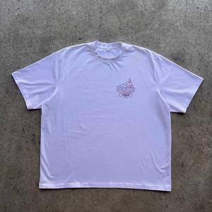 Diseño personalizado 100% algodón camiseta de los hombres de gran tamaño 240G peso pesado camiseta en blanco con logotipo patrón sólido de tela de punto - Product Image 3