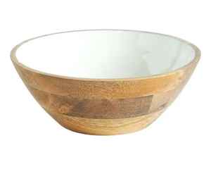 Bol de service alimentaire en bois de luxe fait à la main avec intérieur en émail, parfait pour les présentations de traiteur de fête, décoration de table - Product Image 2