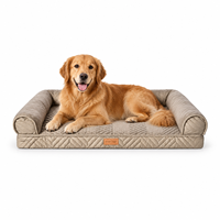 Maßgefertigtes Luxuriöses Modernes Rechteckiges Hundebett 100% Wasserdichter Innenbezug Orthopädischer Memory-Schaum Samt Groß XL Großhandel
