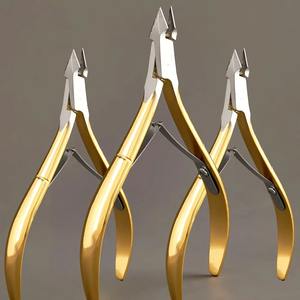 Tijeras Profesionales de Acero Inoxidable para Remover Cutículas, 1/3 Piezas, Color Beige, Resistentes, Doradas, con Puntas Dentadas, Herramientas de Pedicura - Product Image 4