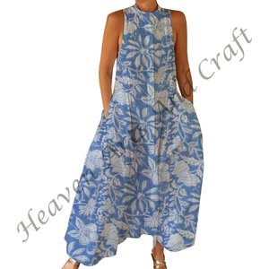 Mono de Algodón con Estampado en Bloque para Mujer, Mono de Verano con Estampado en Bloque a Mano con Cierre de Cremallera, Mono para Primavera/Verano para Adultos - Product Image 3