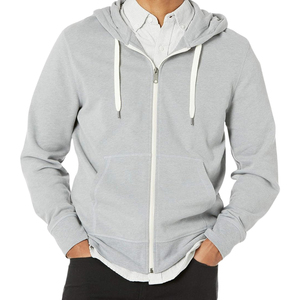 Nouveau sweat à capuche zippé pour homme, logo personnalisé professionnel, lavage à l'acide, 100% coton, uni, écologique, surdimensionné, léger, best-seller - Product Image 2