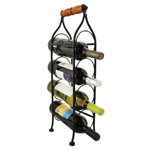 Indian Handmade Vintage Wrought Iron <b>Metal</b> <b>Wine</b> <b>Rack</b> Black Finished Tabletop Organizer Home Kitchen Beverage Holder Sustainable - Product Image 3