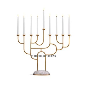 Lot de 2 bougeoirs de table de mariage plaqués or et argent de haute qualité, polis et brillants, de qualité luxueuse, en métal - Product Image 6