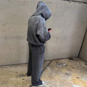 Streetwear de luxe Boxy sweat à capuche et pantalon de survêtement 2 pièces survêtements unisexe haute qualité coton lourd homme survêtement ensemble de survêtement - Product Image 1