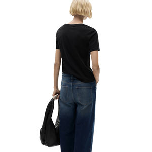 Camisetas de verano respetuosas con el medio ambiente para mujer al por mayor, servicio OEM, logotipo y diseño personalizados, 100% algodón - Product Image 3