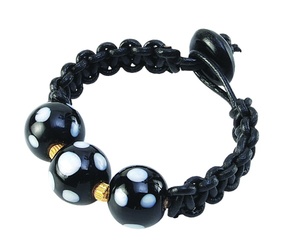 สร้อยข้อมือแฟชั่นทำด้วยมือแบบทำมือสำหรับผู้ชายกำไลข้อมือหนังสไตล์ DIY สำหรับเครื่องประดับขนนกสีดำ - Product Image 1