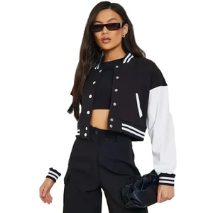 Top Trending Custom Logo 100% Cotton Fleece Cropped <b>Women</b> Varsity <b>Jackets</b> 2025 Ladies University <b>Jackets</b> - Product Image 1