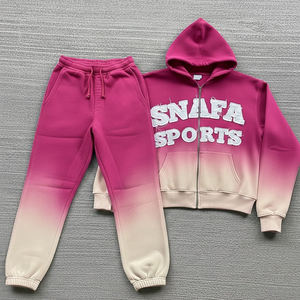 Ensemble survêtement personnalisé avec logo, effet délavé au soleil, broderie, survêtement délavé, pantalon de survêtement et sweat-shirt pour homme, ensemble survêtement délavé à l'acide - Product Image 1