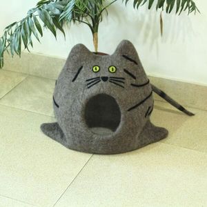 100% Wool Felt Cat Cave New Zealand Wool Cat <b>House</b> handmade felt cat cave - Product Image 2