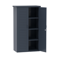 Armoire de rangement de jardin multifonctionnelle à portes à persiennes, armoire en métal résistante aux intempéries pour jardin, patio, cour arrière, cour