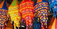 Abat-jour suspendu en coton, décoration de mariage indien, lampes, décoration d'intérieur, pendentif bohème, lustres, lanternes colorées