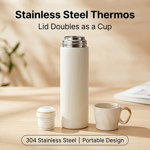 CL 500ml 304 Stainless Steel Vacuum Insulated <b>Thermos</b> <b>Bottle</b> with Cup Lid Handle for Office Car Travel - Product Image 5