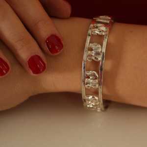 925 Sterling <b>Silver</b> Fashion <b>Cuff</b> <b>Bracelet</b> Elegant Elephant Design - Product Image 1