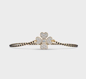 IGI Certified Lab Grown Round Diamond Floral <b>Clover</b> Mangalsutra <b>Bracelet</b> in 9K Yellow / White / Rose Gold - Product Image 6