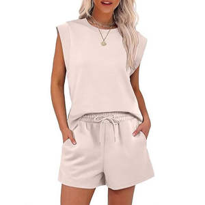 Vente en usine, ensemble décontracté d'été, ensemble short à manches courtes confortable et ample pour les femmes - Product Image 5