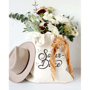 Weekend Saturdaze Cotton Canvas Tote Bag Open Closure Solid Color Pattern - Product Image 4